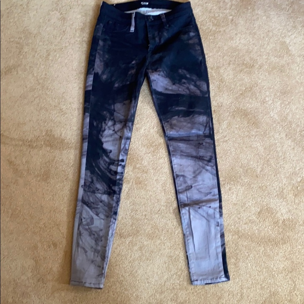 Hudson Skinny Jeans with Swirled Ink Deign